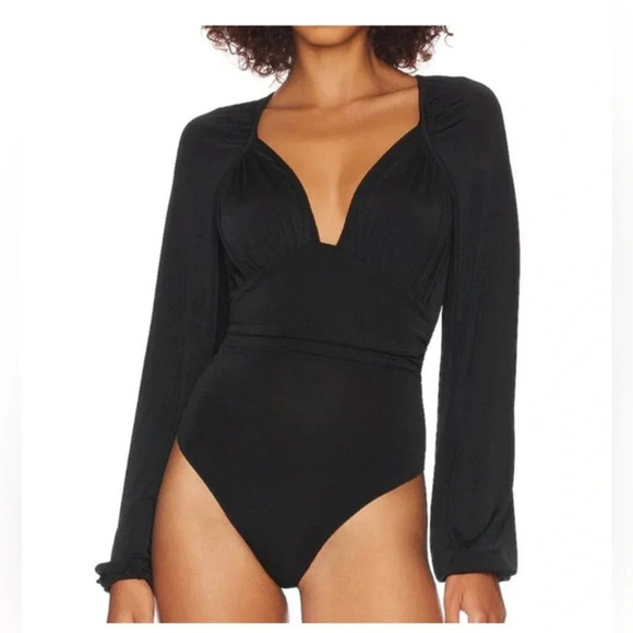 Free‎ People In Your Arms Black Bodysuit 🎀~NWT~Small - Picture 1 of 11